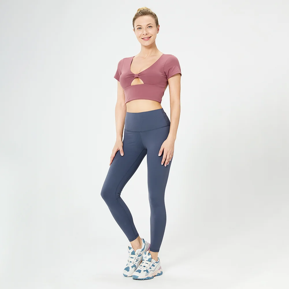 

two piece suit for women yoga suit sport wear short set u back bra and high-waisted pant yoga suit, 1 color