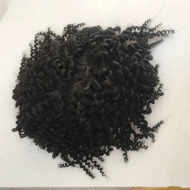

Customized order 100 indian human hair pre styled toupee male afro toupee for black men