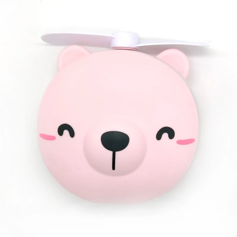 

Travel mobile hand cartoon mini air cooling fan LED makeup mirror with light mini fan USB rechargeable