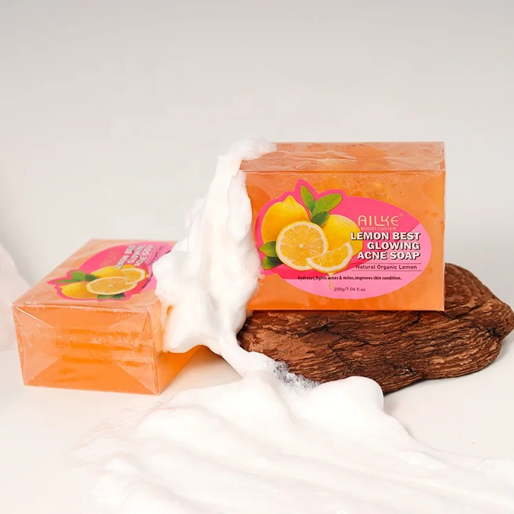 

Ailke Whitening Lemon Fragrance Brightening Soaps Natural Face Acne Organic Handmade Soap For Bathing
