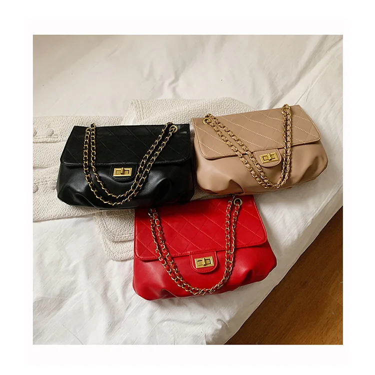 

Diamond Lattice Ins Luxury Shoulder Messenger Purses Chains Luxury Retro Large Capacity Hand Bags Clutch Women Vintage Handbags
