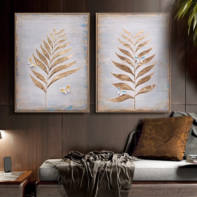 

100% handmade framed leaf painting luxury art wall decor art home, Picture shown