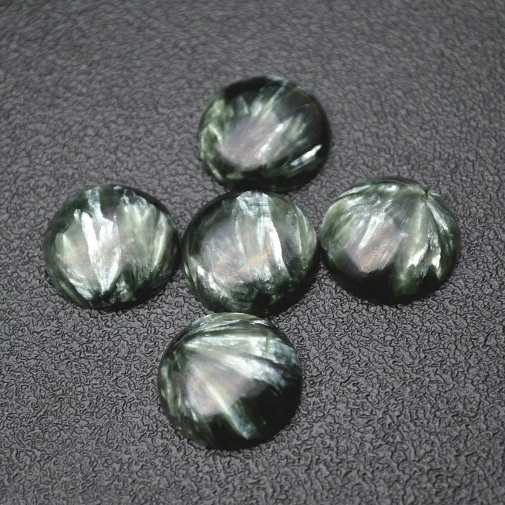 

20mm Natural Green Seraphinite Round Shape Gemstone Cabochons