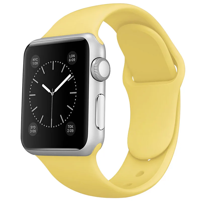 

Silicone Rubber Watch Strap for Apple Watch Sport Bracelet Rubber Adjustable 20mm/44mm/40mm for Iwatch 3/4/5/6, Black,light pink ,red, pink ,blue ,yellow,dark blue,green , transprent