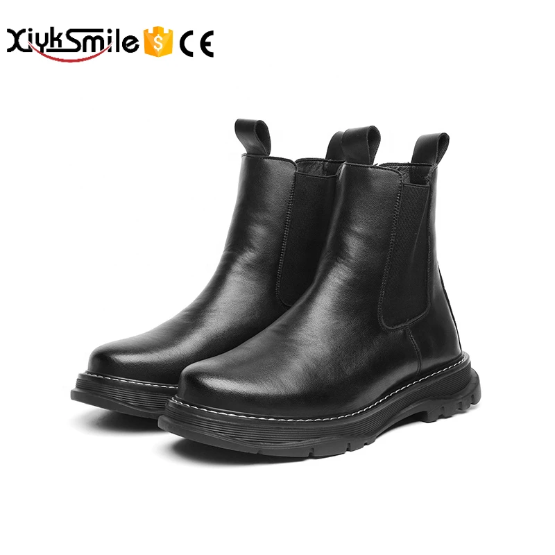 

British style retro Chelsea boots mid-top chimney black shoes boots man