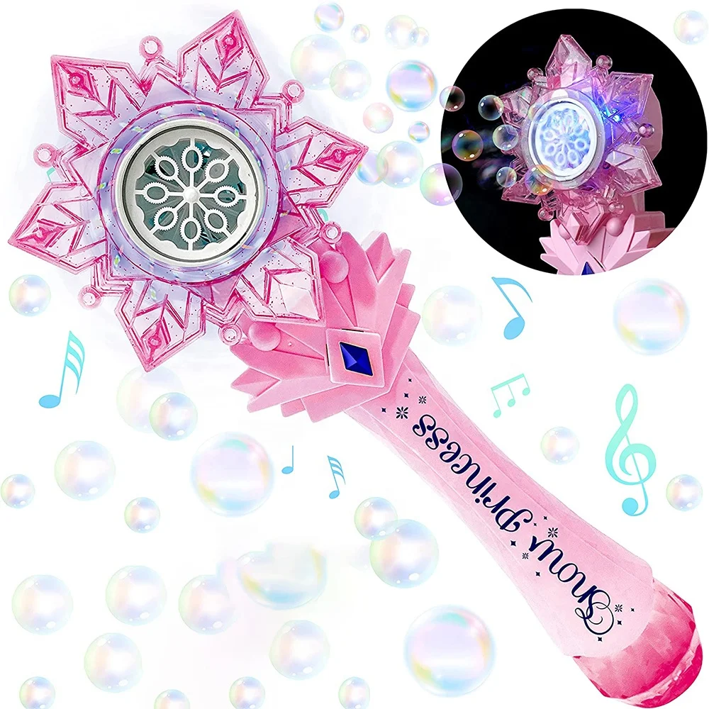 

Bubble Launcher Gun Princess Magic Bubble Blower Wand Machine for Kid Musical & Light Up Fun Pretend Play Prop