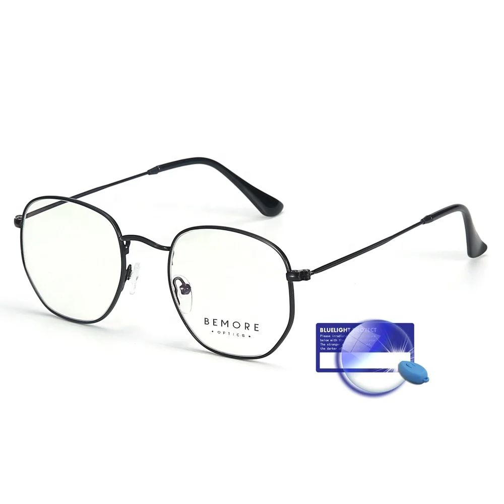 

Bemore wholesale retro round frame anti blue light ray eye glasses for computer glass
