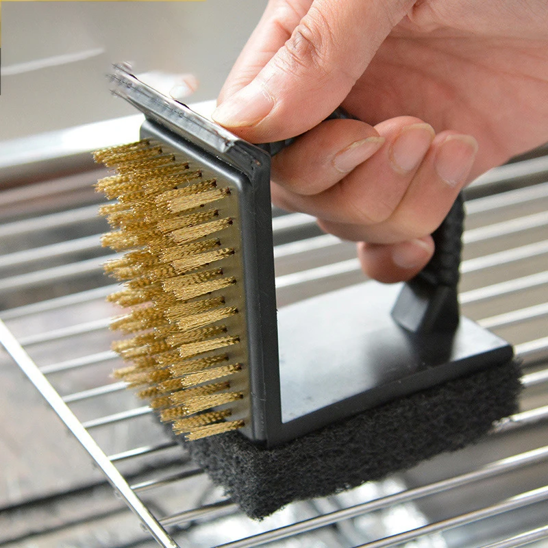 

Wholesale Multi-purpose Three-in-one Brush Barbecue Accessories Right Angle Brush Barbecue Cleaning Brush