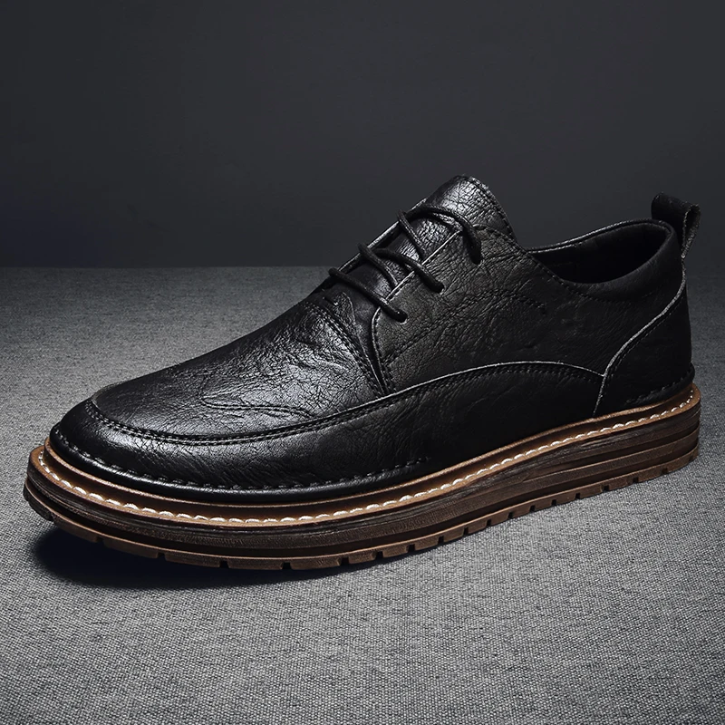 

wholesale Men's leather shoes British fashion shoes, Black/grey/yellow
