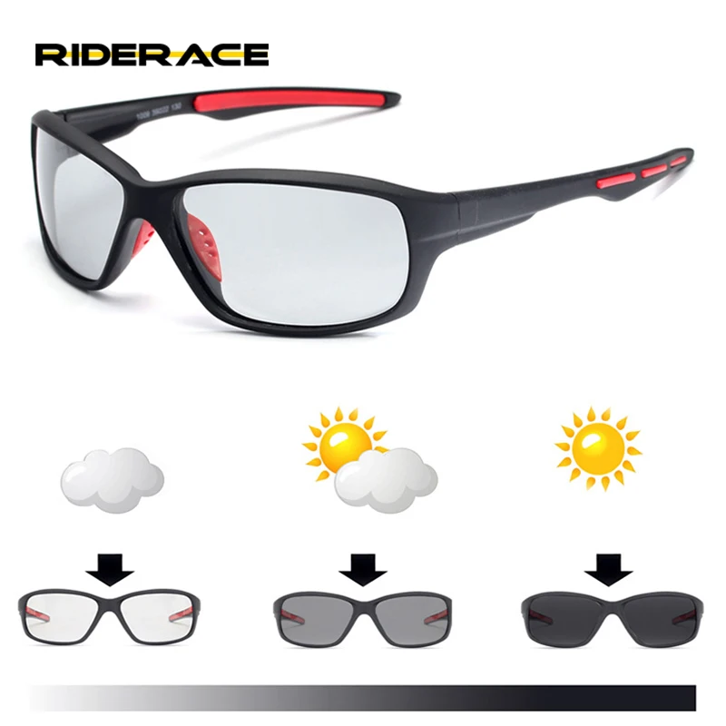

Photochromic Cycling Glasses Outdoor Sports Road Bike Color-Changing Lens MTB Bicycle Sunglasses Riding Fishing Eyewear, Black
