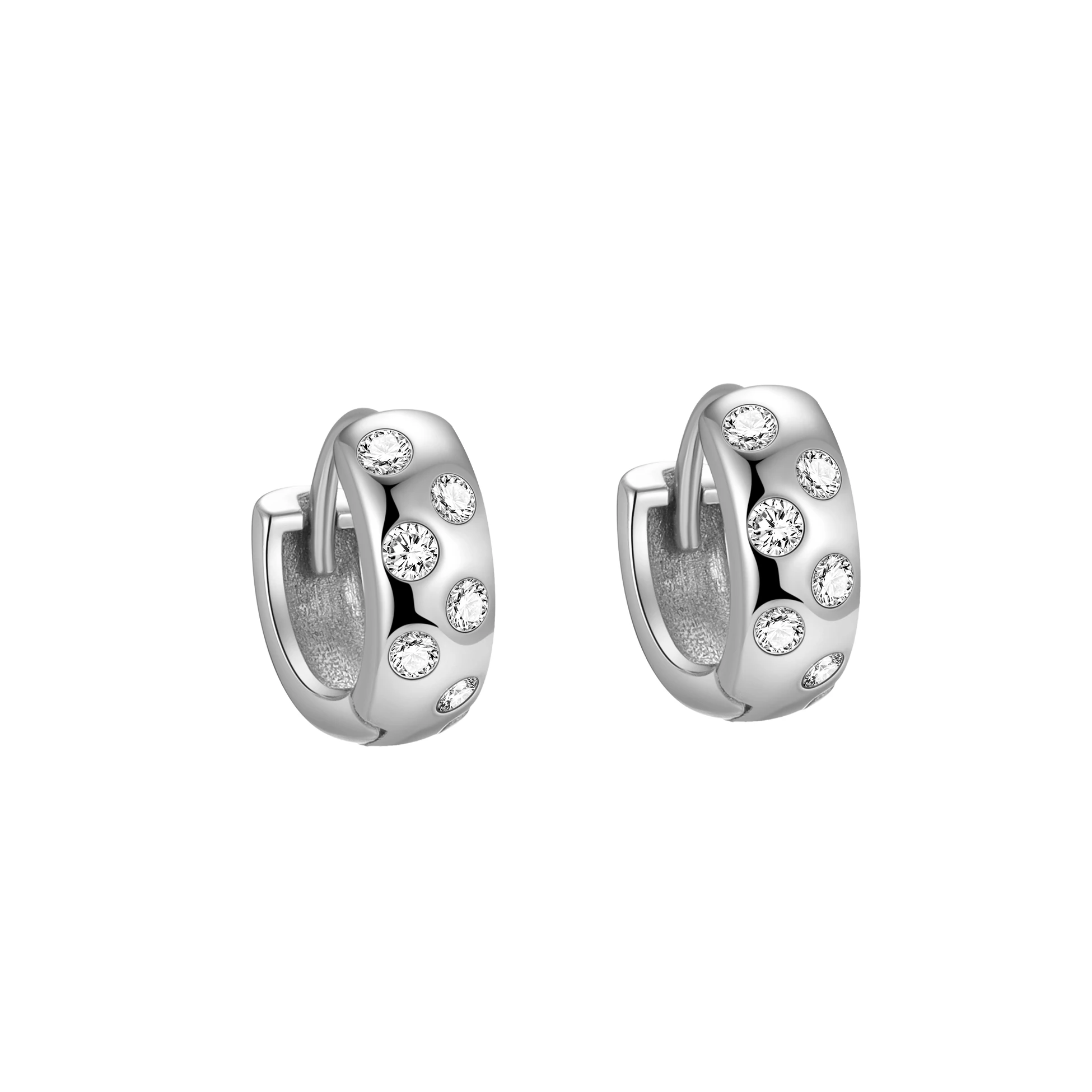 Trendy Chunky Earrings 925 Sterling Silver Tiny Small Cubic Zirconia Gold Plated Hoops for Women Fine Jewelry Wholesale