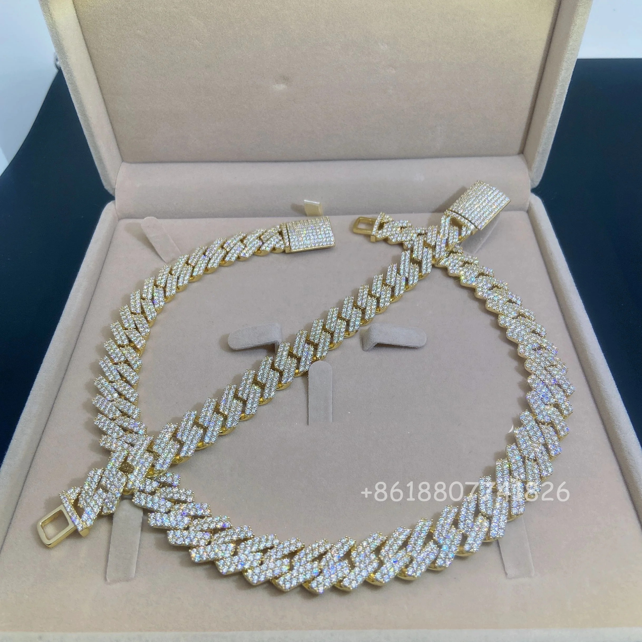 

2021 Top Sale Men Chain Jewelry Hip Hop 925 Sterling Silver Lab Diamond Vvs Moissanite Cuban Link Chain