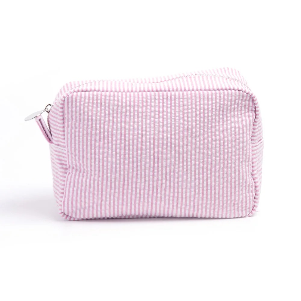 

Wholesale Seersucker Cosmetic Bags Case Cotton Makeup Cosmetic Case Bag Travel Toilet Bags DOM112-059, Pink/aqua/mint/lavender/navy