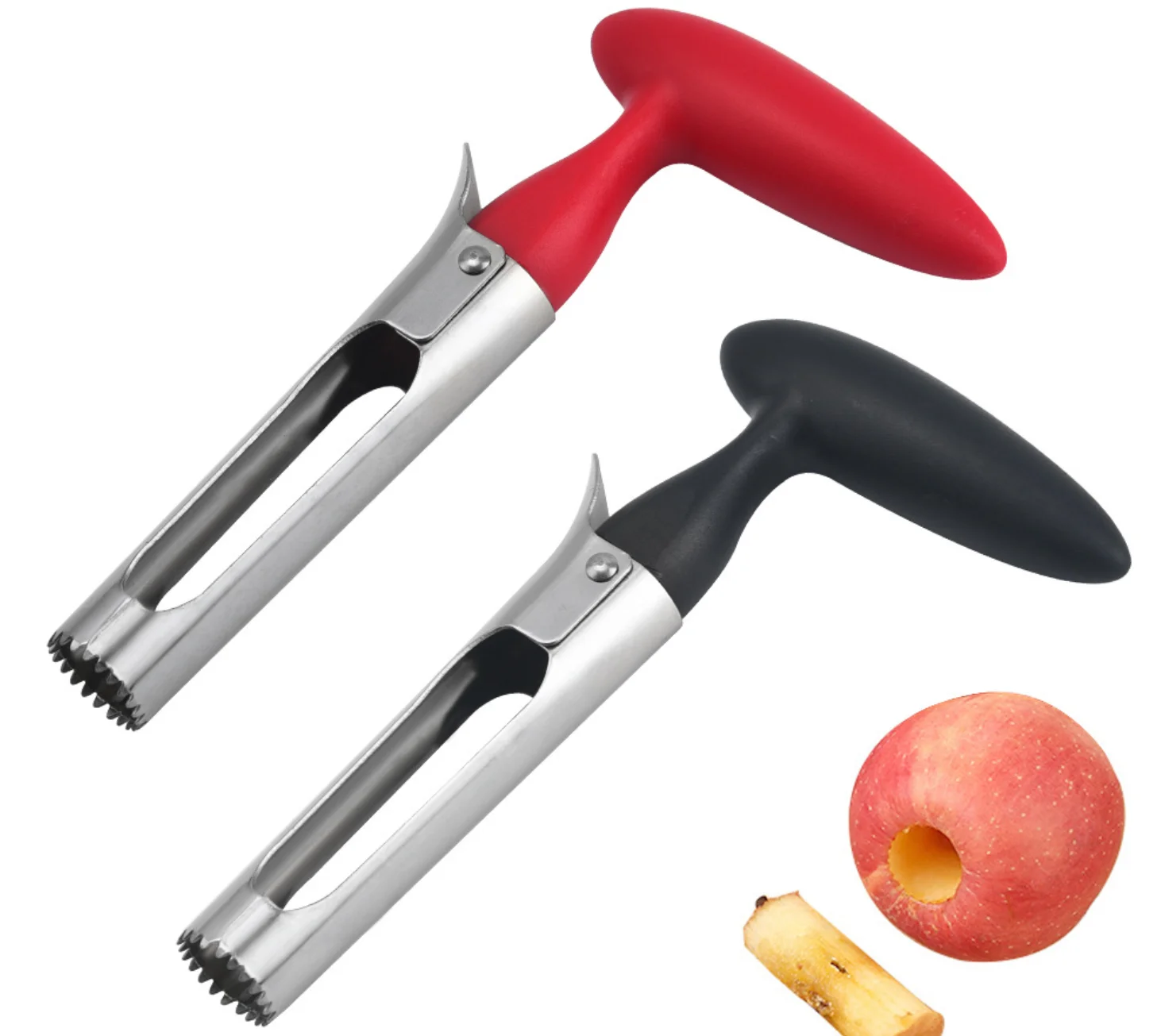 

Amazon Hot Sale Kitchen Gadgets Vegetable and Fruit Tools Pineapple or Pear Core Remover Easy to Use Stainless Steel Apple Corer, Black, red or customized