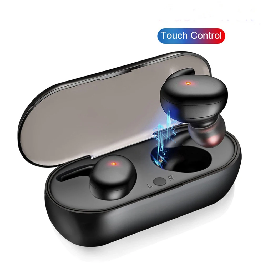 

Y30 2021 LED Display TWS True 5.0 5.1 in Ear in-Ear Touch Wireless Earphones with Power Bank for Sport, Black,white