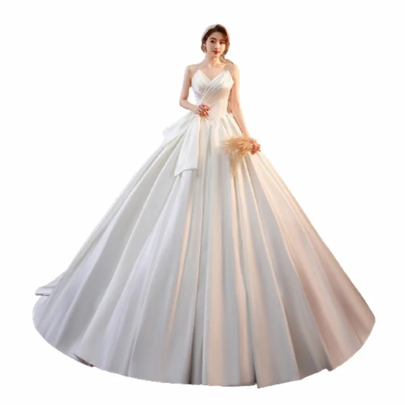 

2021 latest design dresses Sleeveless suspender White dress with front slit mid-length skirt wedding party dresses for woman