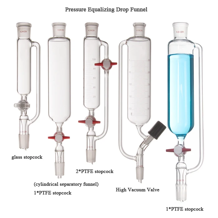 Borosilicate Glass Graduated Pressure Equalizing Drop Funnel With Glass