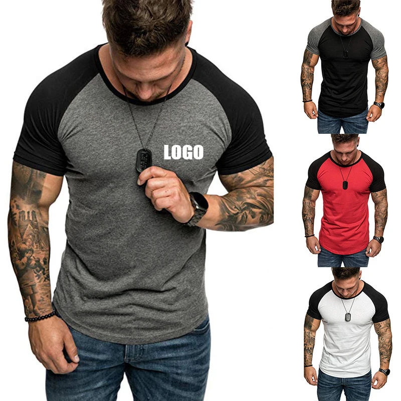 

High quality plain t-shirts men custom embroidery logo printing tee t shirts basic blank tshirts with logo custom logo printed, 4 colors
