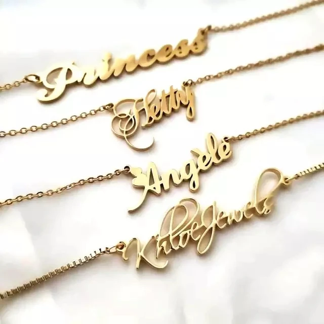

fashion sterling 925 sterling silver plated letter custom name plate jewelry personalised necklace for women