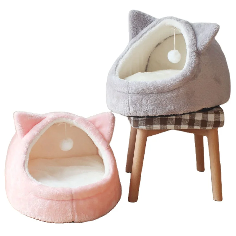 

Fashion Personalized Colorful Semi-closed Portable Folding Round Soft Warming Anxiety Dog Pet Cave Bed