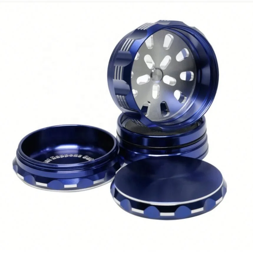 

Aluminum Alloy Dense Screen Tobacco Grinder Flat Pattern Polygon Stripe Herb Grinder Cigarette Maker jhcentury, Picture