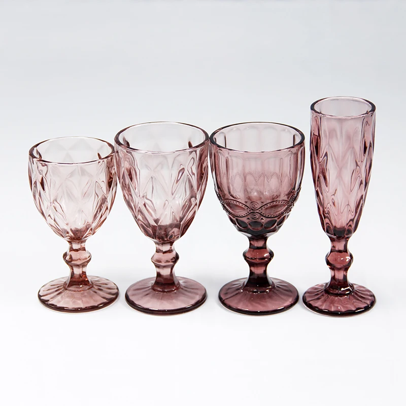 Antiqu green goblet rubi red wine glass brandi crystal glassware amber water goblet stemware for wedding and event