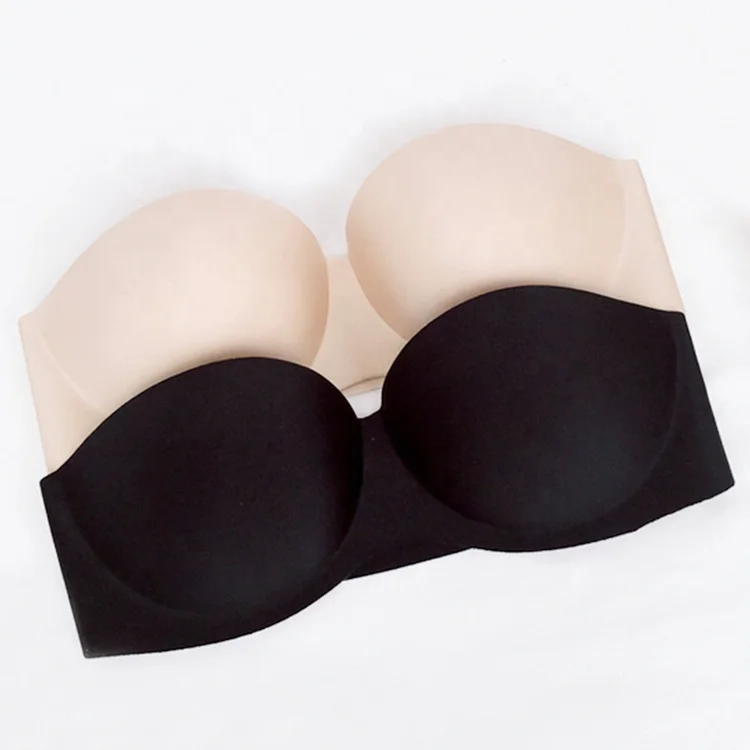 

Amazon Ebay Hot Selling Seamless Silicone Push Up Invisible Strapless Women Bra, Black, skin color