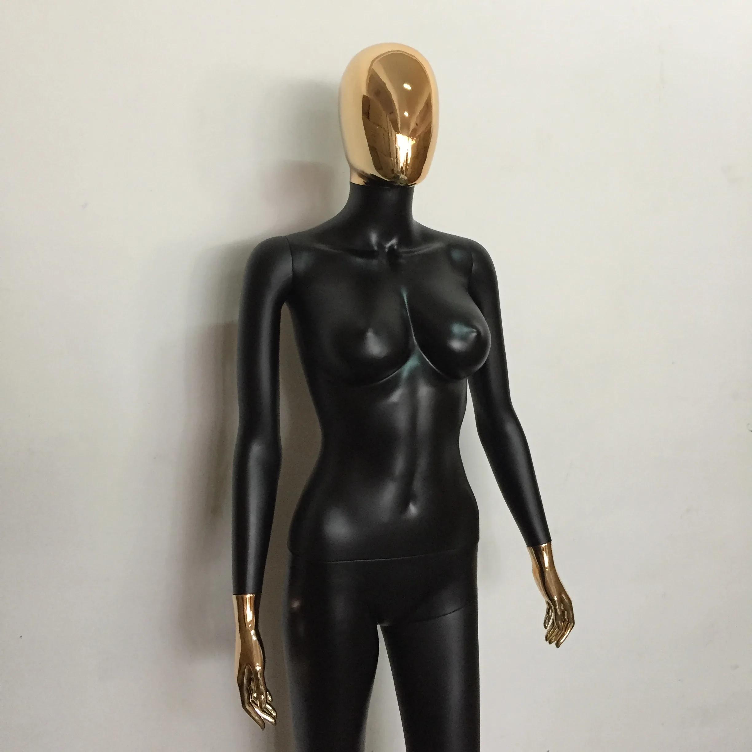 

Hot Sale Chrome Face Chrome Hand Matte Black Color Body Female Plated Mannequin, Matte white