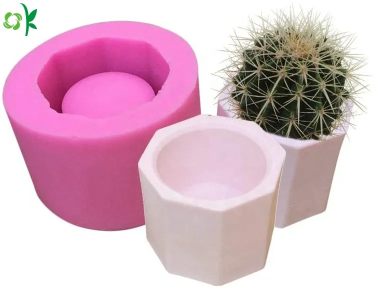 

OKSILICONE Eco-friendly Creative DIY Silicone Flower Plant Pot Mold Gypsum Cement Succulent Flower Ashtray Candle Silicone Molds, Pink/customized
