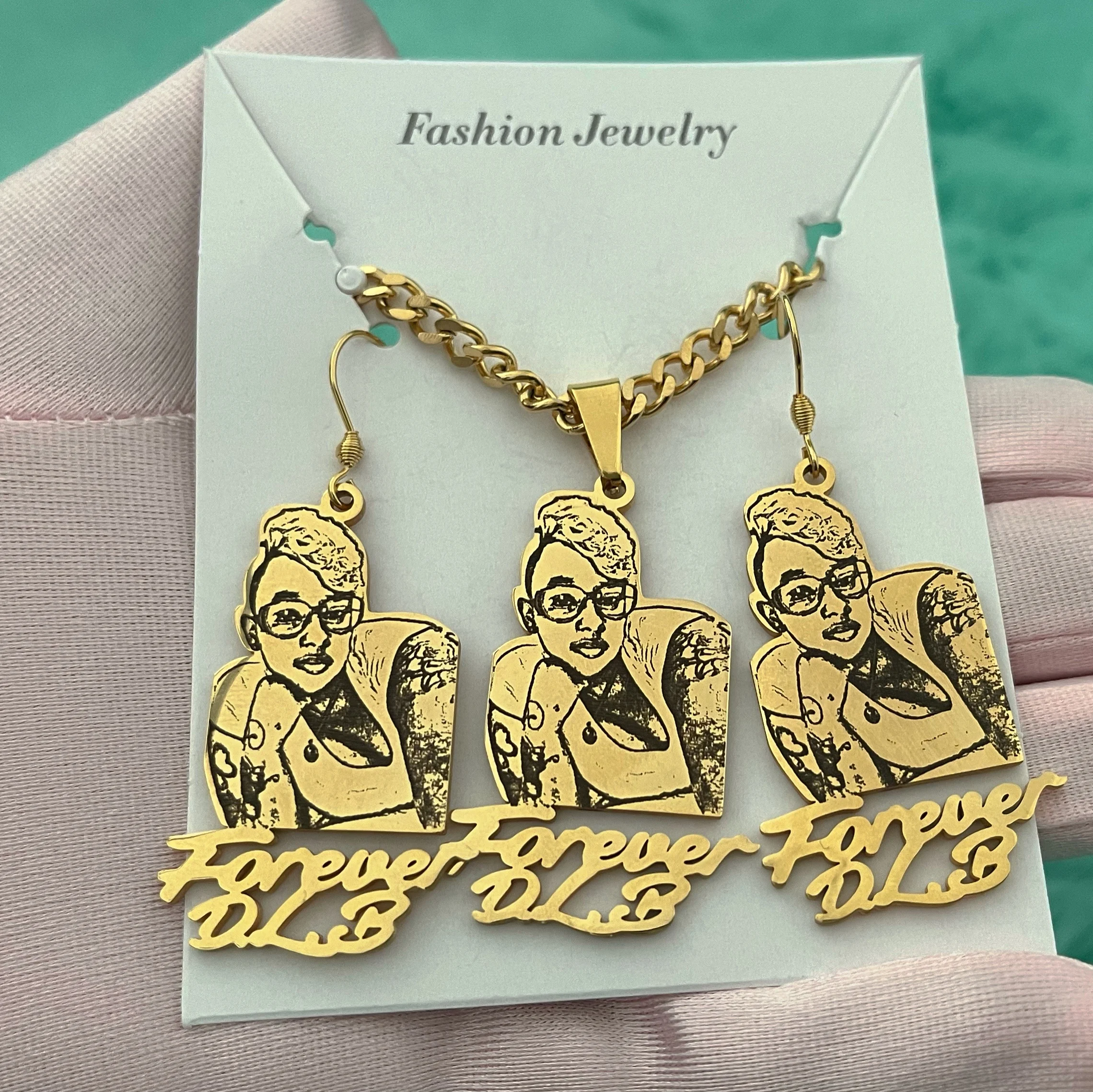 

Dropshipping supplier custom photo nameplate earrings for a pair of gold-plated custom hip-hop sexy earrings with any name, Gold, silver, rose gold