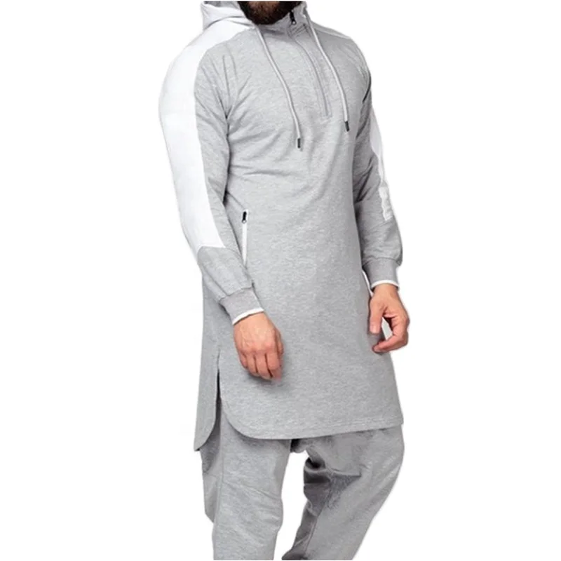 

New Men Jubba Arabic Islamic Clothing Muslim hoodie Winter Casual Long Sleeve Shirts Tops Men Wear