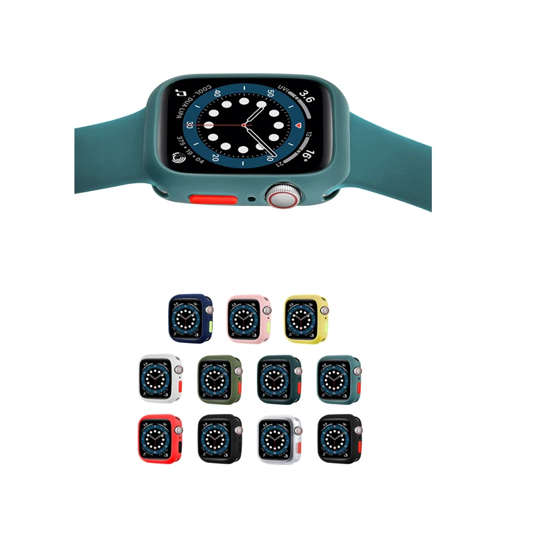 

Aibangjia Colored Button Soft TPU Protective Bumper Watch Cover For Apple Watch 38mm 40mm 42mm 44mm