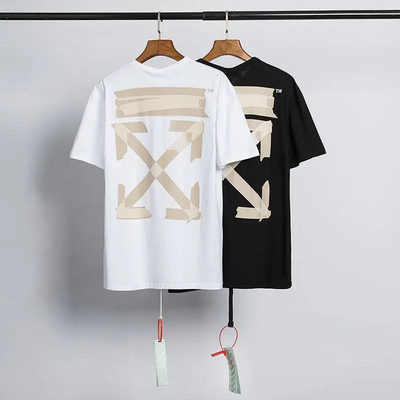 

Hot sale OFF letter arrow printing short-sleeved T-shirt offwhite unisex loose bottoming shirt T-shirt, Customized colors
