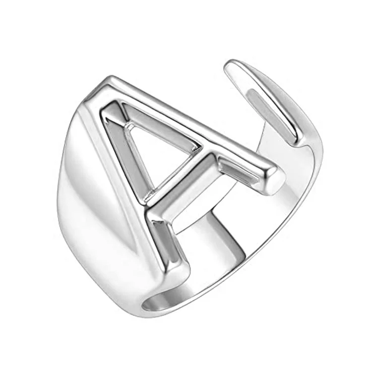 

Hot Sale Jewelry 925 Alphabet A-Z Logo Sterling Silver 18K Solid Gold Ring Sets For Girls, Gold silver