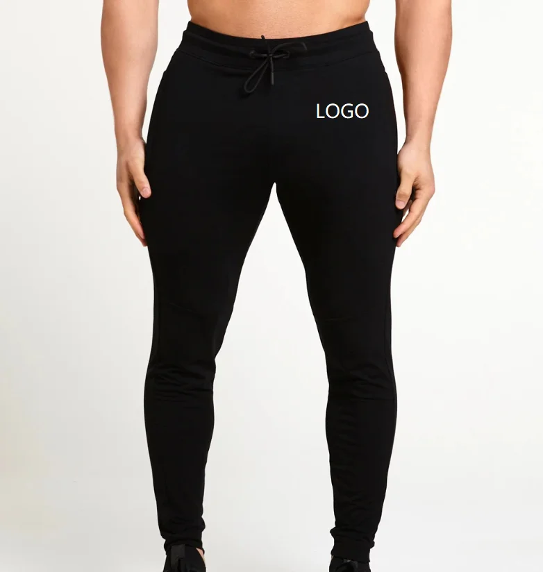 

Autumn New Mens Running Sports Casual Trousers Mens Cotton Elastic Waist Fitness Slim Gray Pants Wholesale Custom