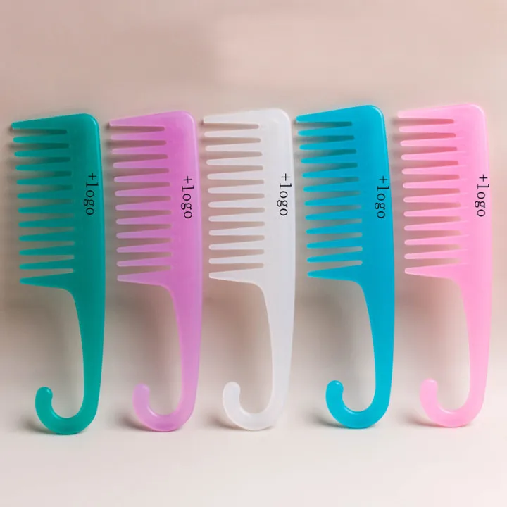 

Curling Transparent Frosted Plastic White Wide Tooth Hair Pink Comb For Thick Hair, Mixed color