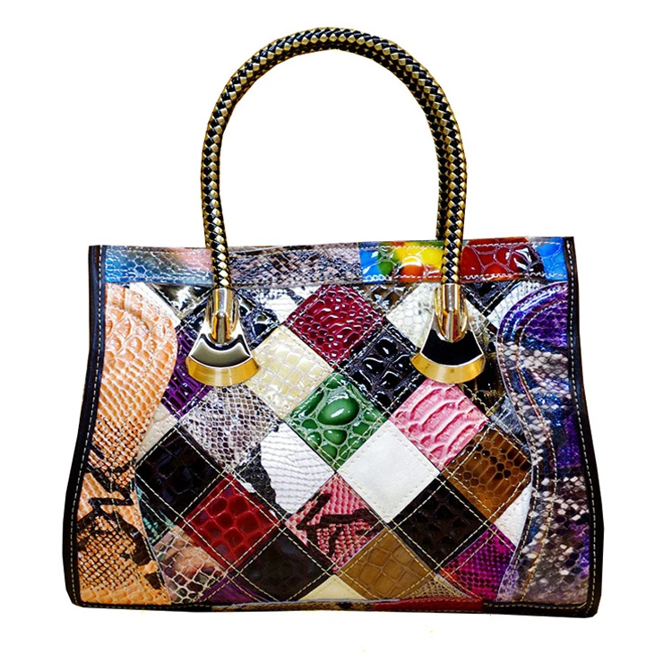 

wholesale luxury colored python snake leather women tote bag hand bags ladies dubai handbags