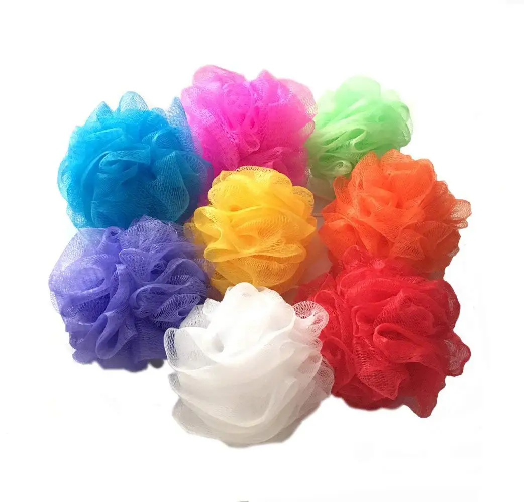 

China cheap 30 gram scrubber ball exfoliating shower nylon mesh pouf bath sponges