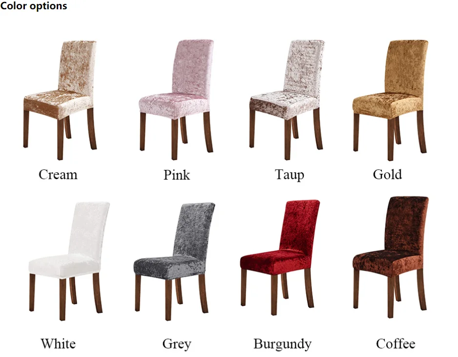 New Crushed Velvet Dining Spandex Elastic Chair Slipcover For Kitchen
