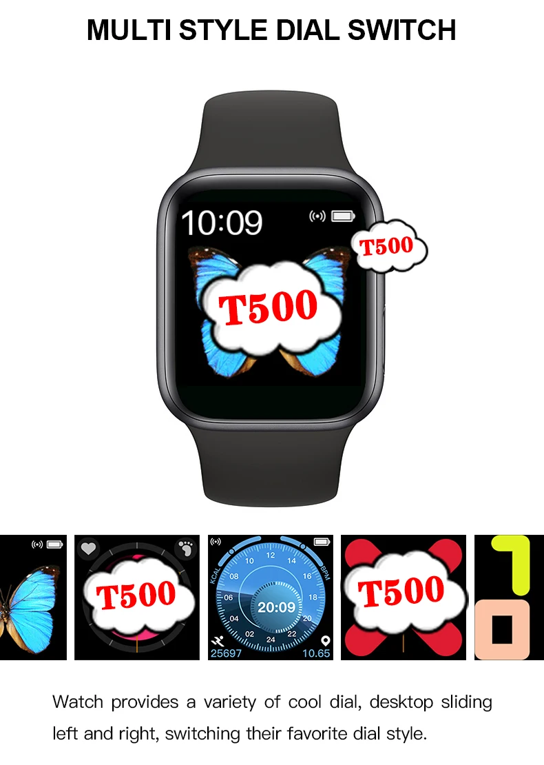 Лучшие продажи Smartwatch Series 5 T500 BT Call 44mm Smart Watch Heart Rate Monitor Blood Pressure PK IWO 12 IW