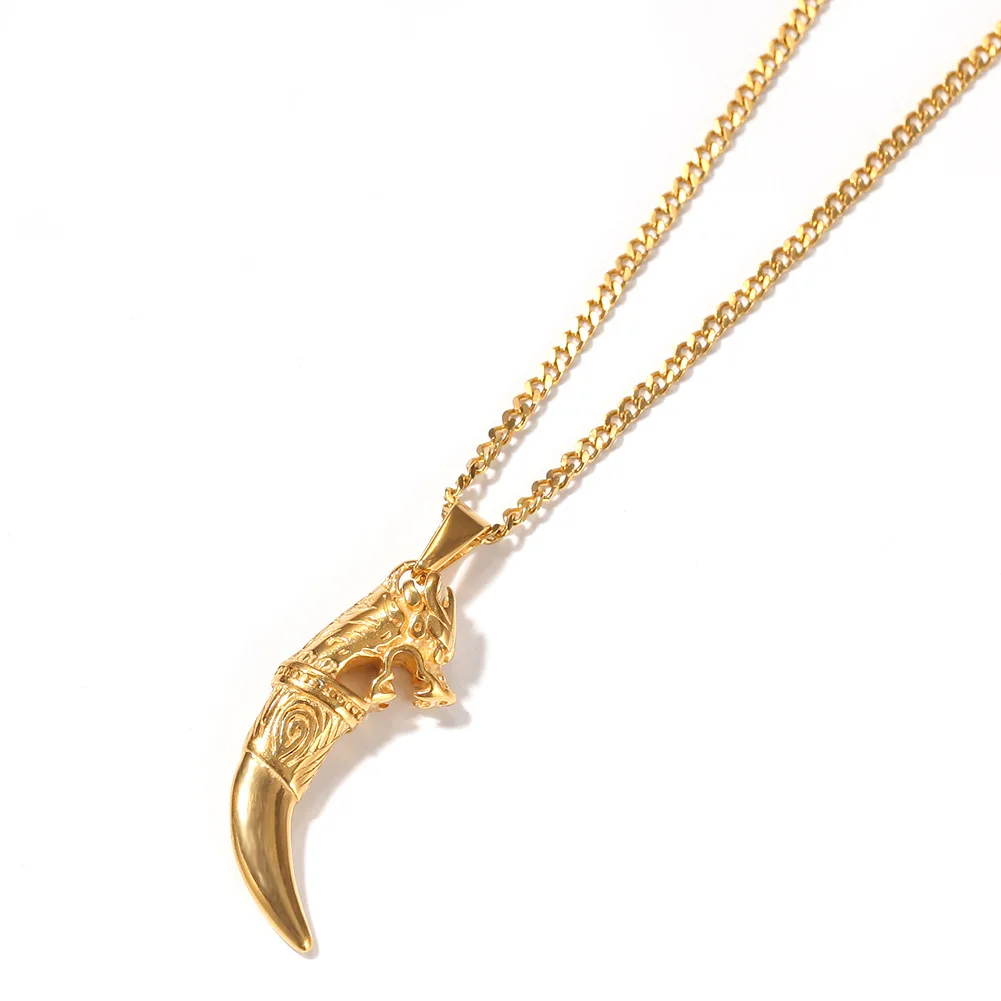 

Gold plated ivory bibcock pendant dragon man personality necklace color plated