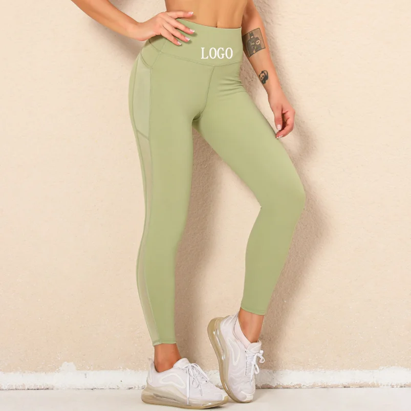

2021 High Performance Sports Pocket Yoga Pants High Waist Hip Tight Elastic Feet Sports Fitness Breathable Leggings, As picture