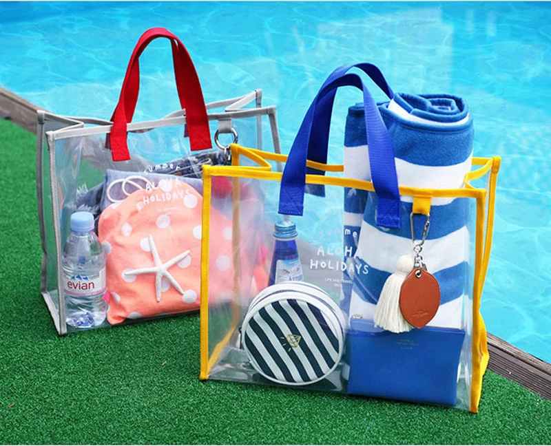 

Hot Sale Pvc Waterproof Sandbeach Zipper Bag Travel Makeup Cosmetic Bag Wholesale Custom Logo Transparent Storage Bag