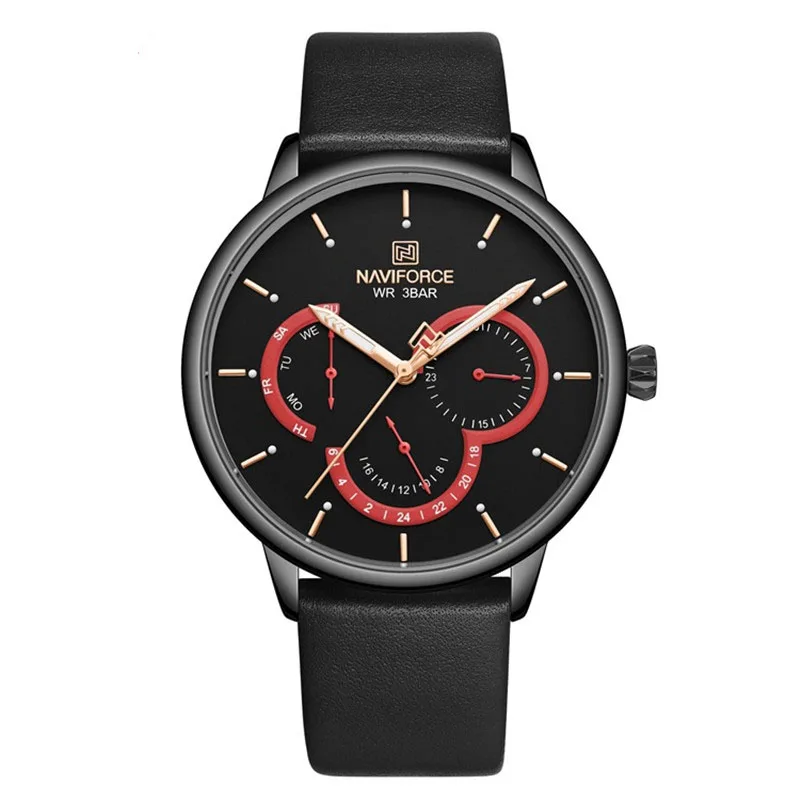 

NF-3011 Calendar Quartz Casual Fashion Watch Factory Direct Sale Men's Leather Quartz 3ATM Waterproof Naviforce Wristwatch