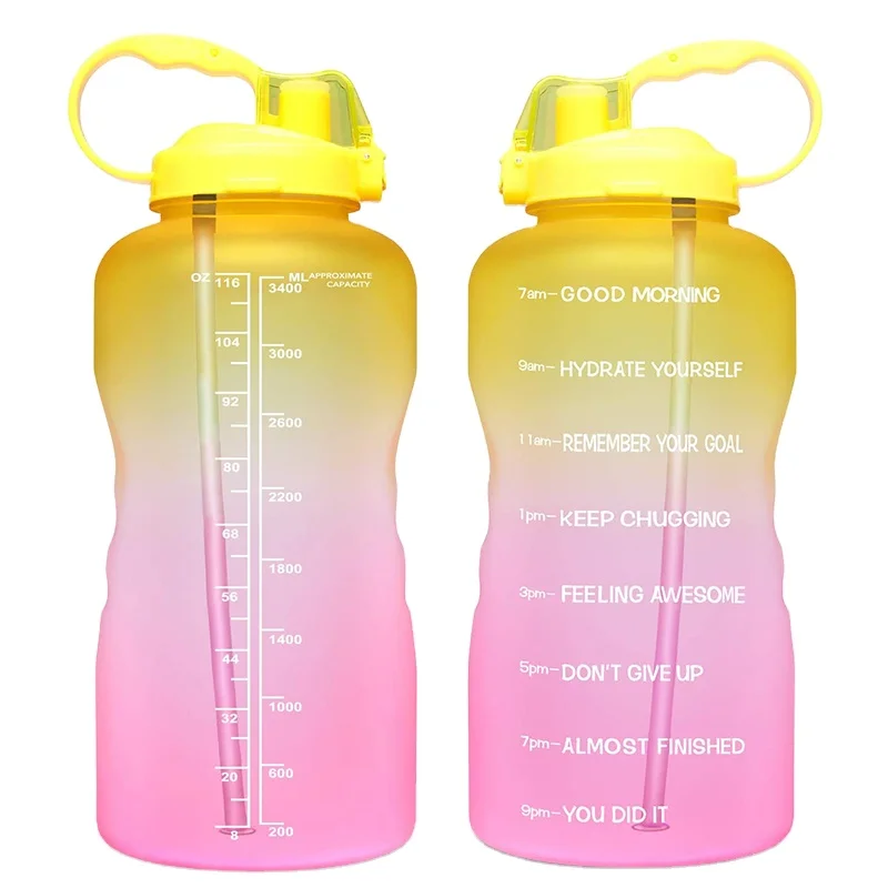 

Everich large 1 gallon motivational water bottle 128oz plastic wide mouth jug for gym, Customized color