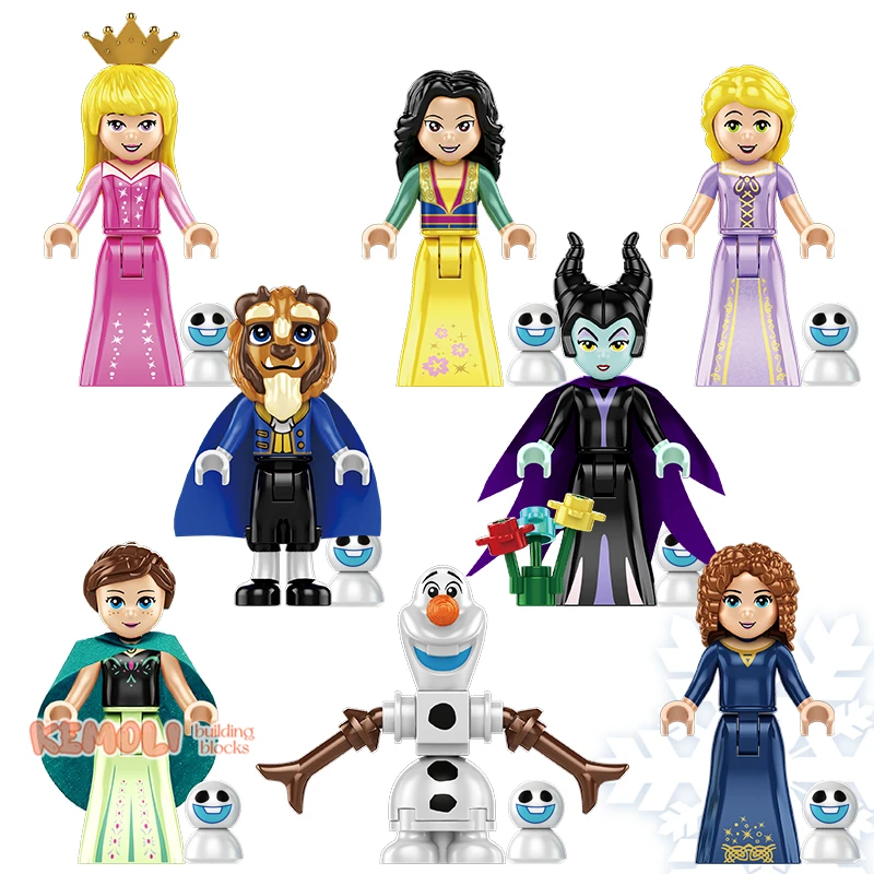

CY1014 Malefocent Anna Mulan Merida Beast Rapunzel Girls Friends Princess Building Block Figure Kids Collect Plastic Toy Bricks