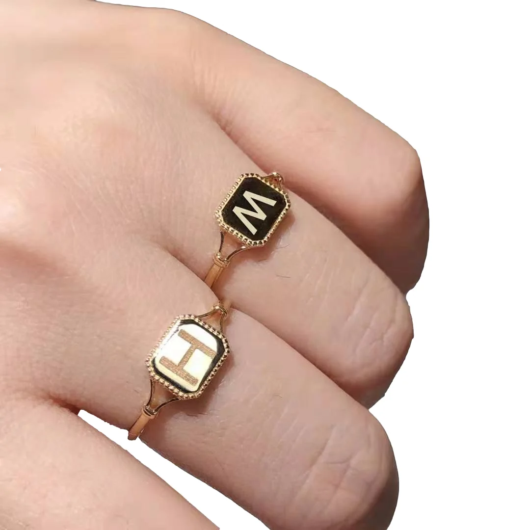 

wholesale 100% 925 Sterling Silver jewelry Fashion Alphabet Classic men women ring sterling silver, White gold (rose gold, yellow are avaliable)