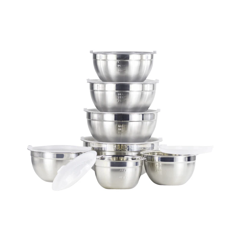 

Amazon Hot sell customization steel mixing bowl kitchenware stainless steel mixing salad bowl set with lip