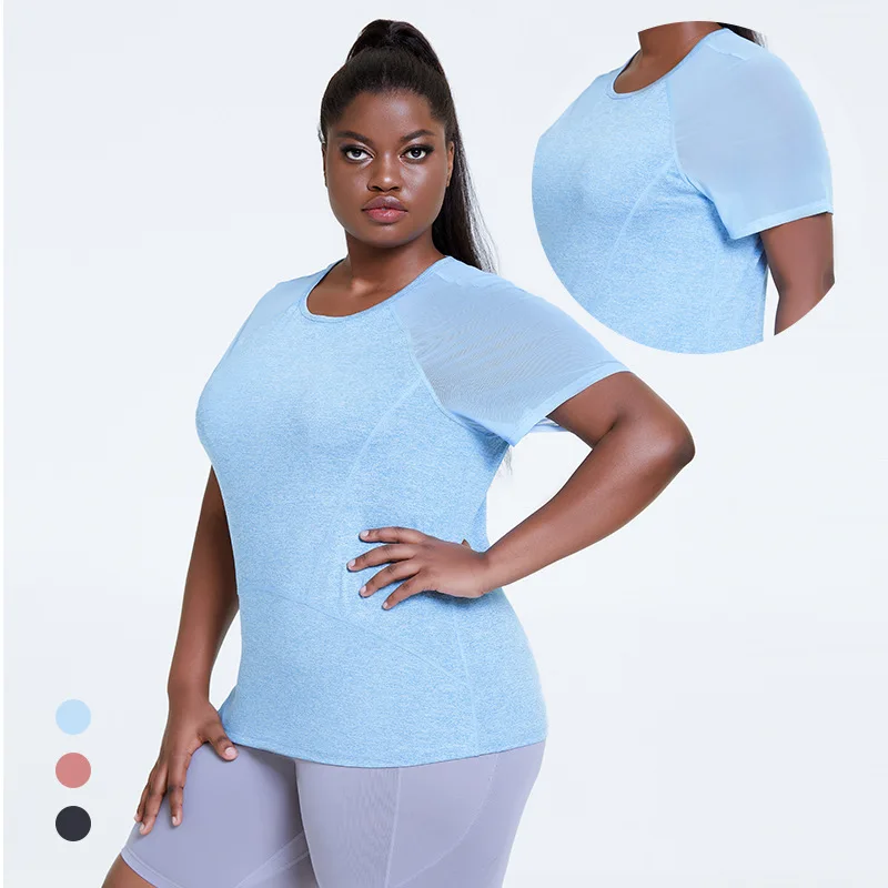 

Fashion Breathable Short Sleeve T-shirt Women Fitness Shirt Yoga Wear Round Neck Design Yoga Crop Top for Women