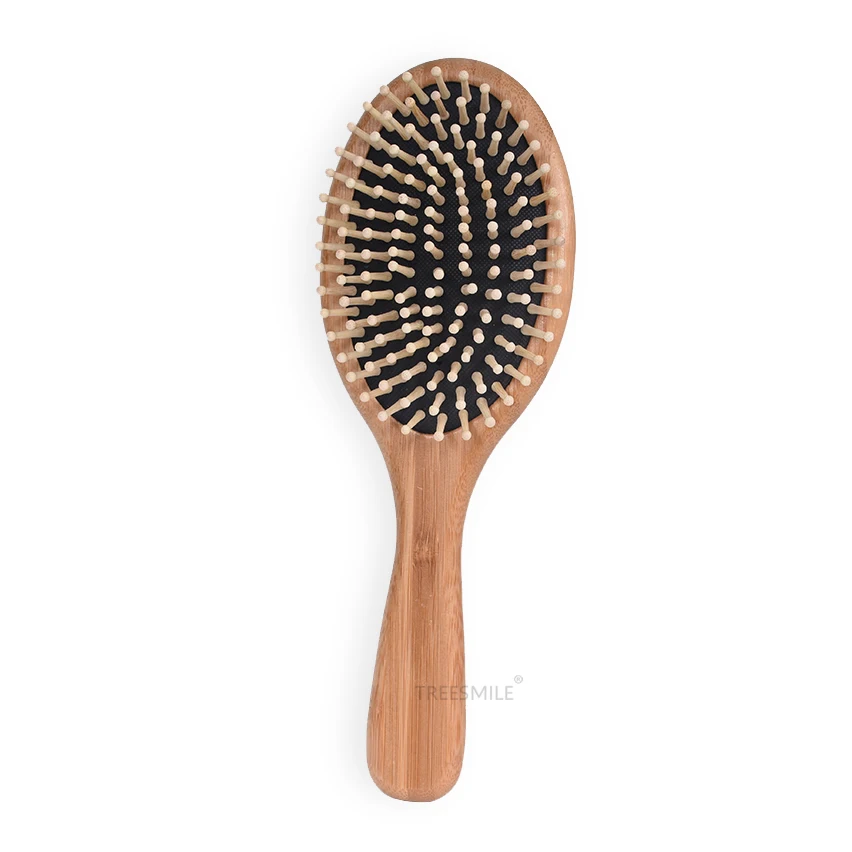 

hair salon, travel, hotel hair brush Natural bamboo comb scalp massage brushes Treesmile FACTORY 50 MOQ Custom logo, Same as picture (natural wood color)
